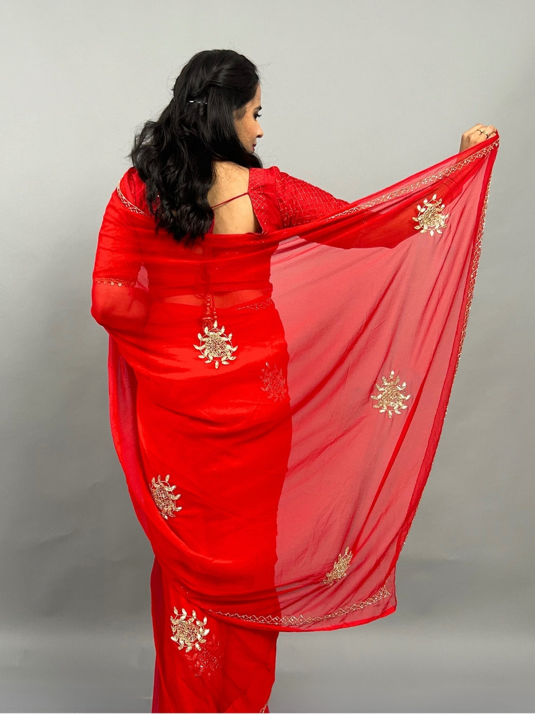 Maharani- Royal Red Pre-Pleated Saree