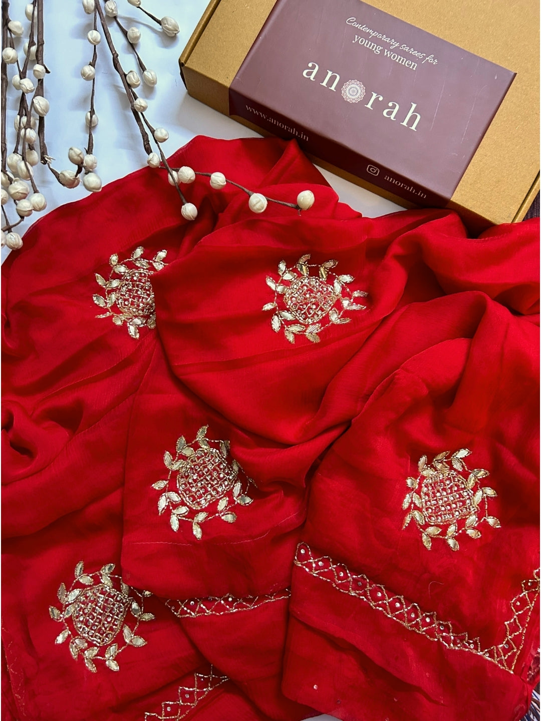 Maharani- Royal Red Pre-Pleated Saree