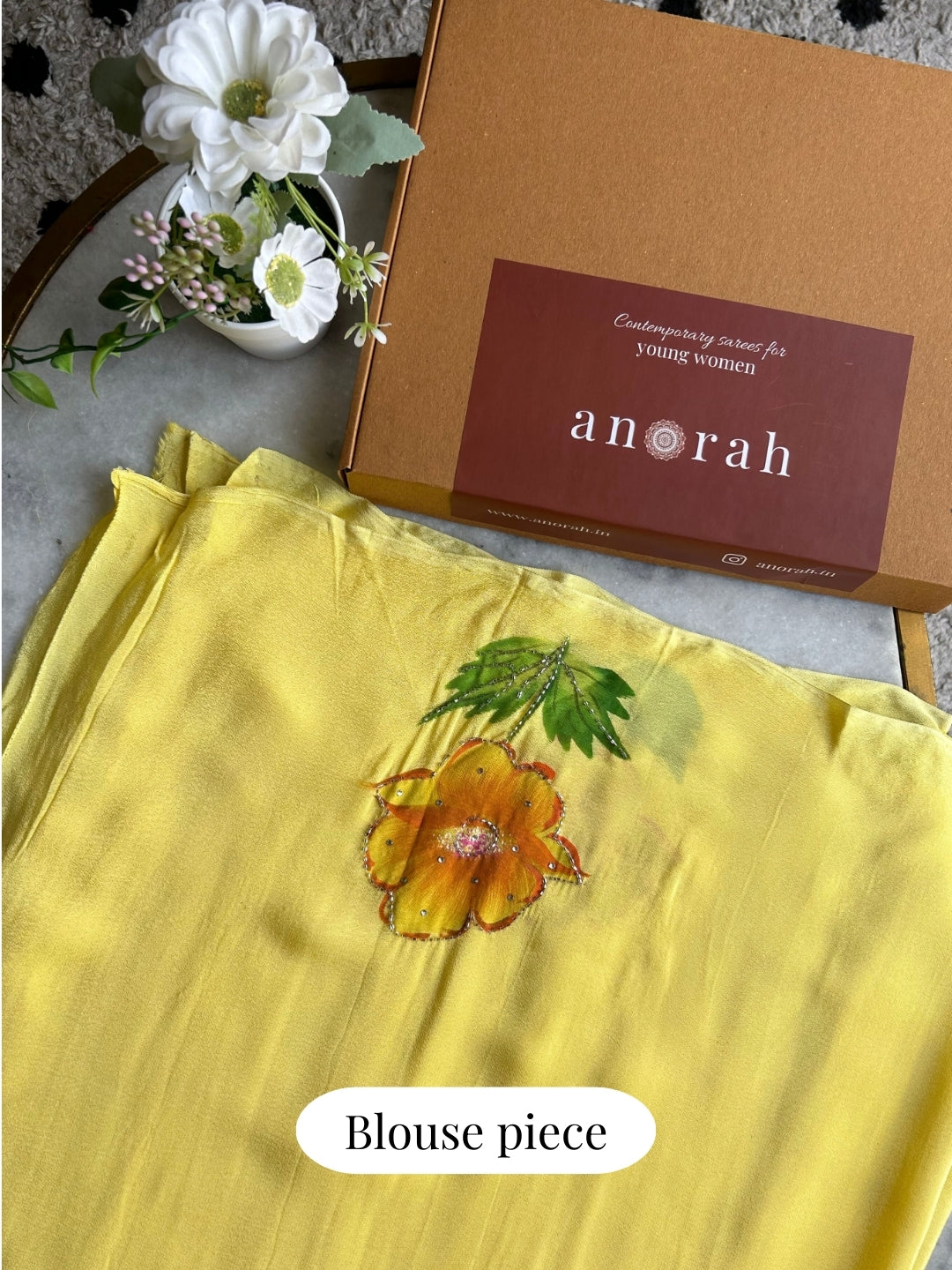 Gudhal ka Phool- Yellow Pre-Pleated Saree