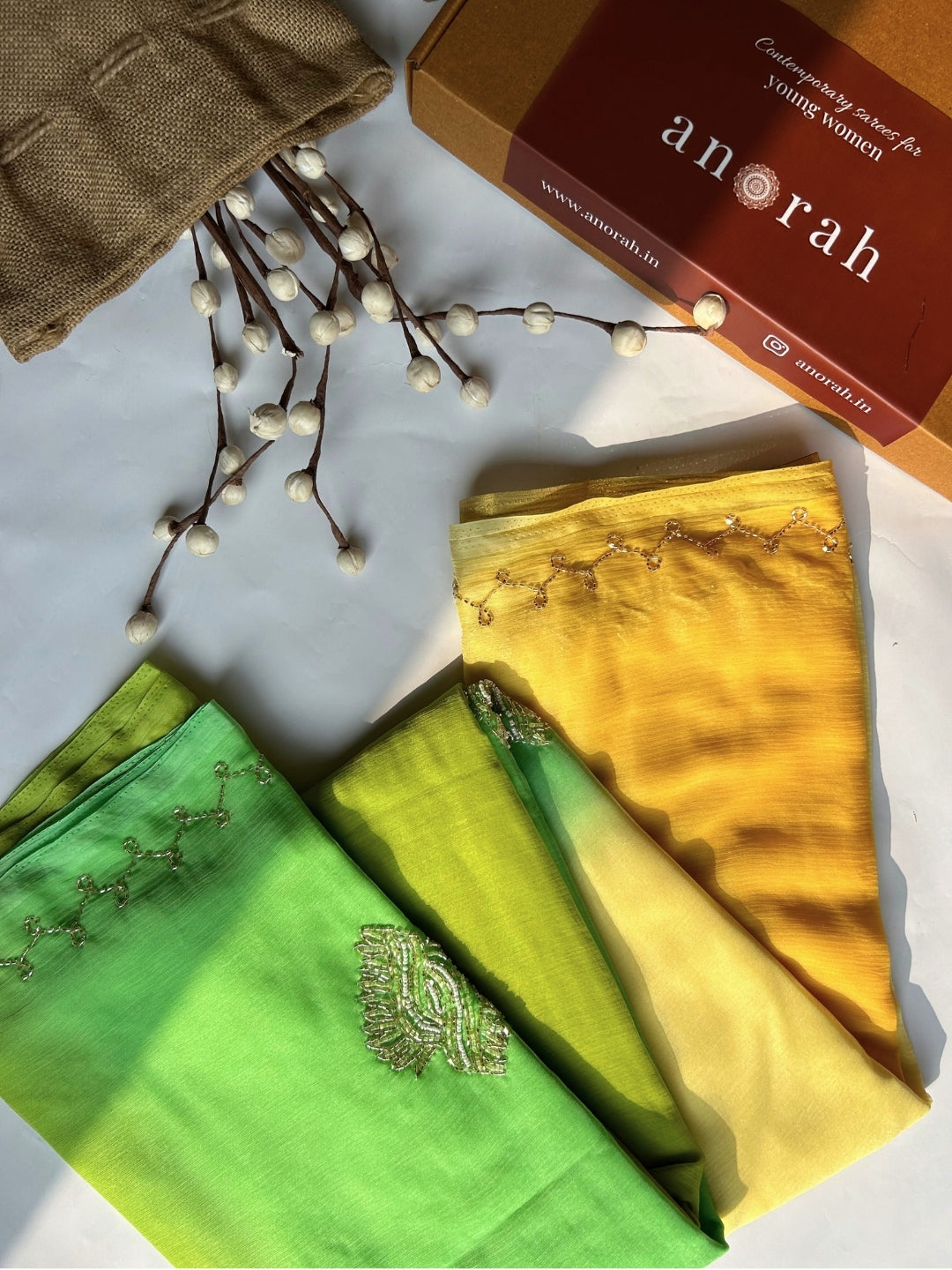 Rani- Shades of Yellow Pre-Pleated Saree