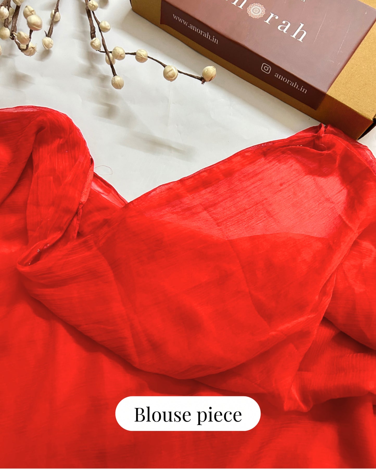 Plain Red Chiffon Saree