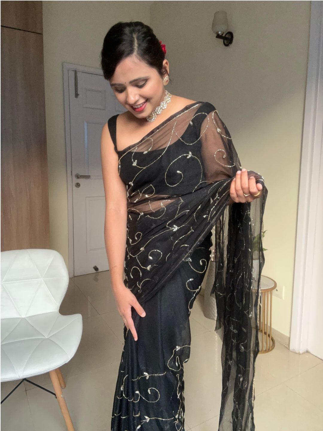 Banno Tera Swagger- Black Pre-Pleated Saree