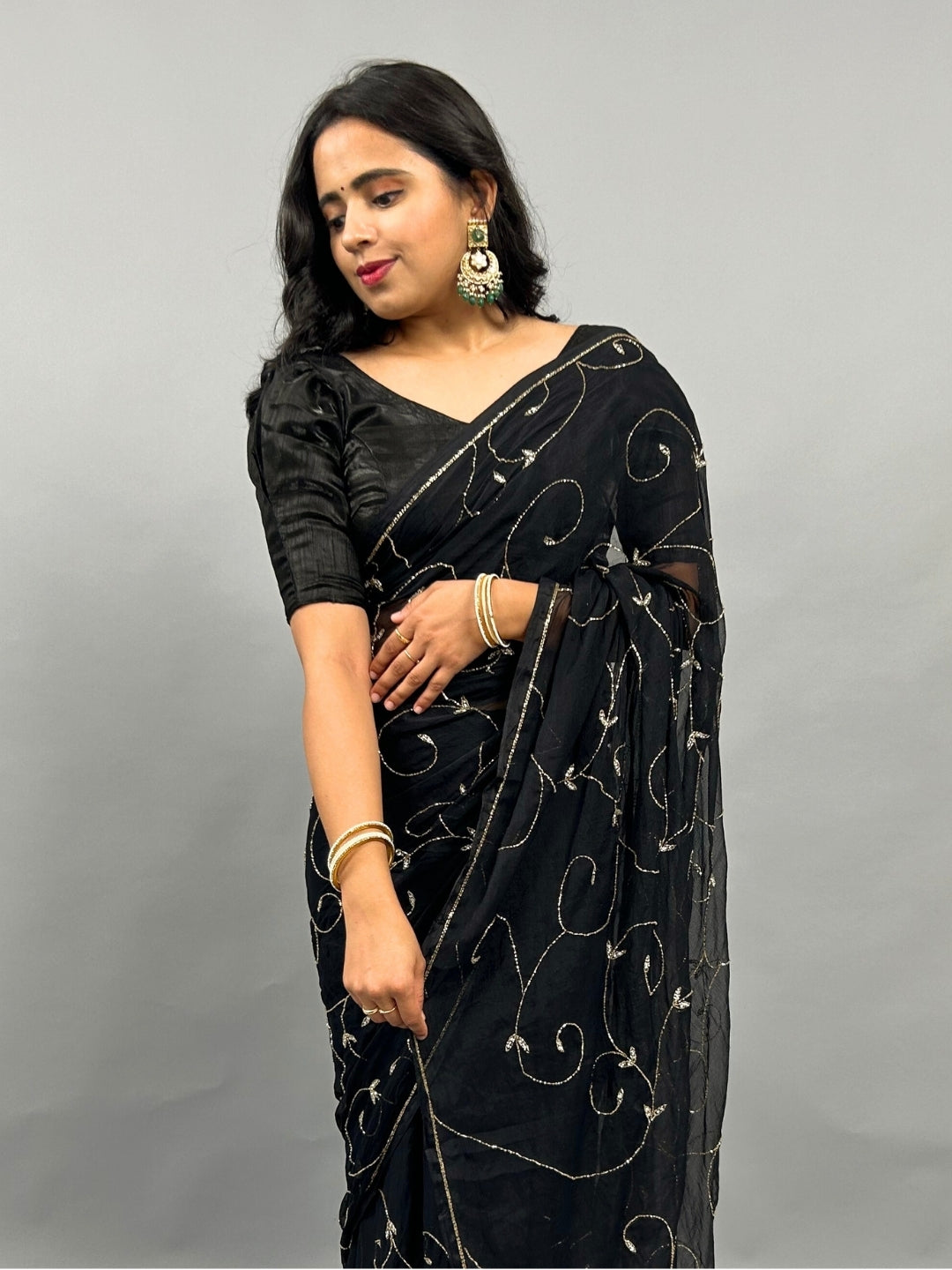 Banno Tera Swagger- Black Pre-Pleated Saree