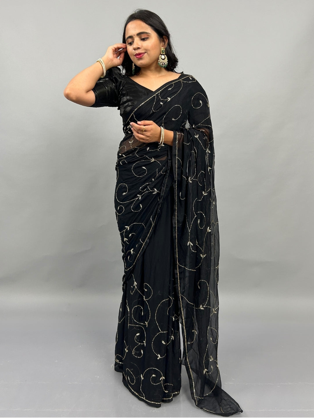 Banno Tera Swagger- Black Pre-Pleated Saree