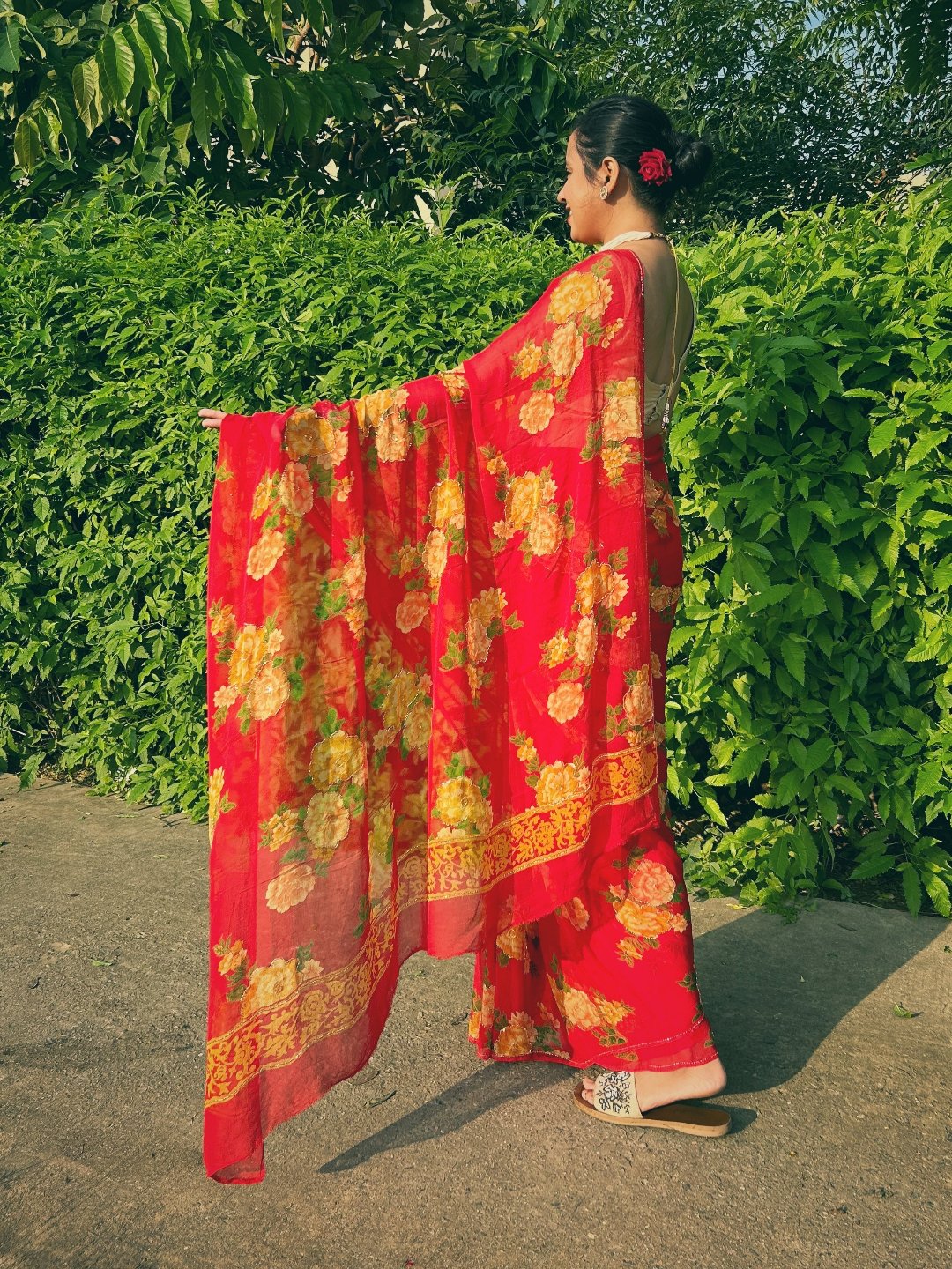 Desi Girl - Ruby Red Pre-Pleated Saree