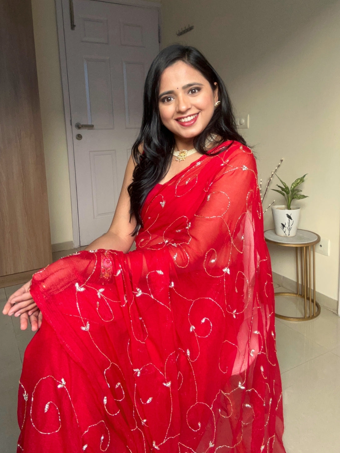 Banno Tera Swagger- Red Pre-Pleated Saree