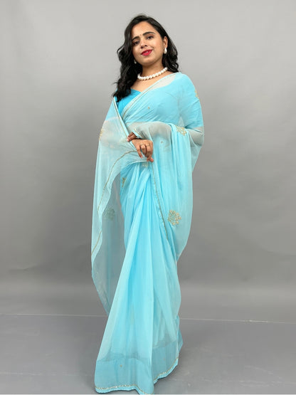 Juhi- Royal Blue Pre-Pleated Saree