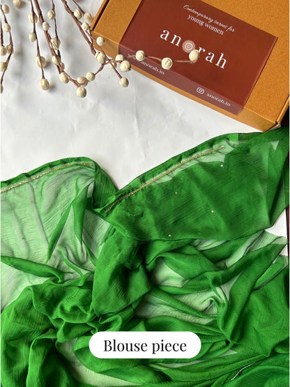 Maharani- Green Pre-Pleated Saree