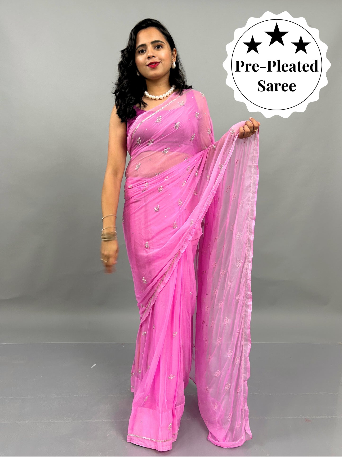 Sitaron ki Mehfil- Mauve Pre-Pleated Saree