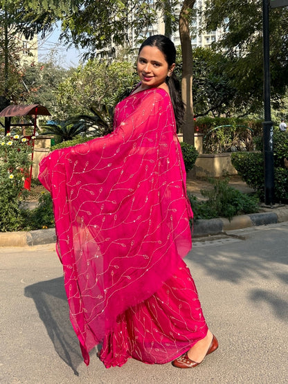 Raina- Magenta Pre-Pleated Saree