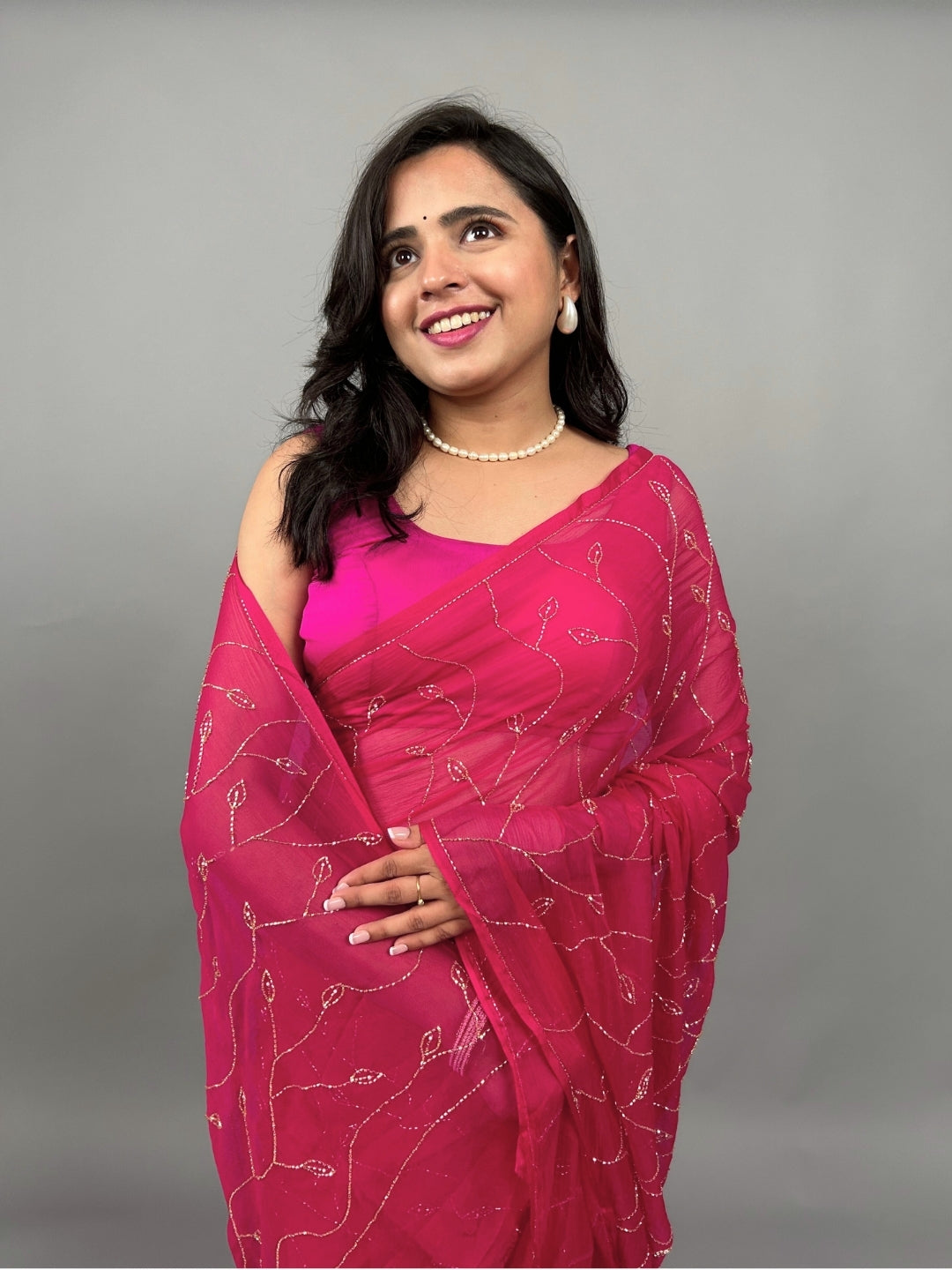 Raina- Magenta Pre-Pleated Saree