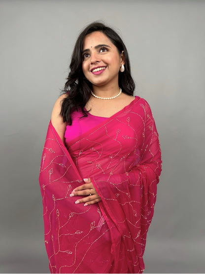 Raina- Magenta Pre-Pleated Saree