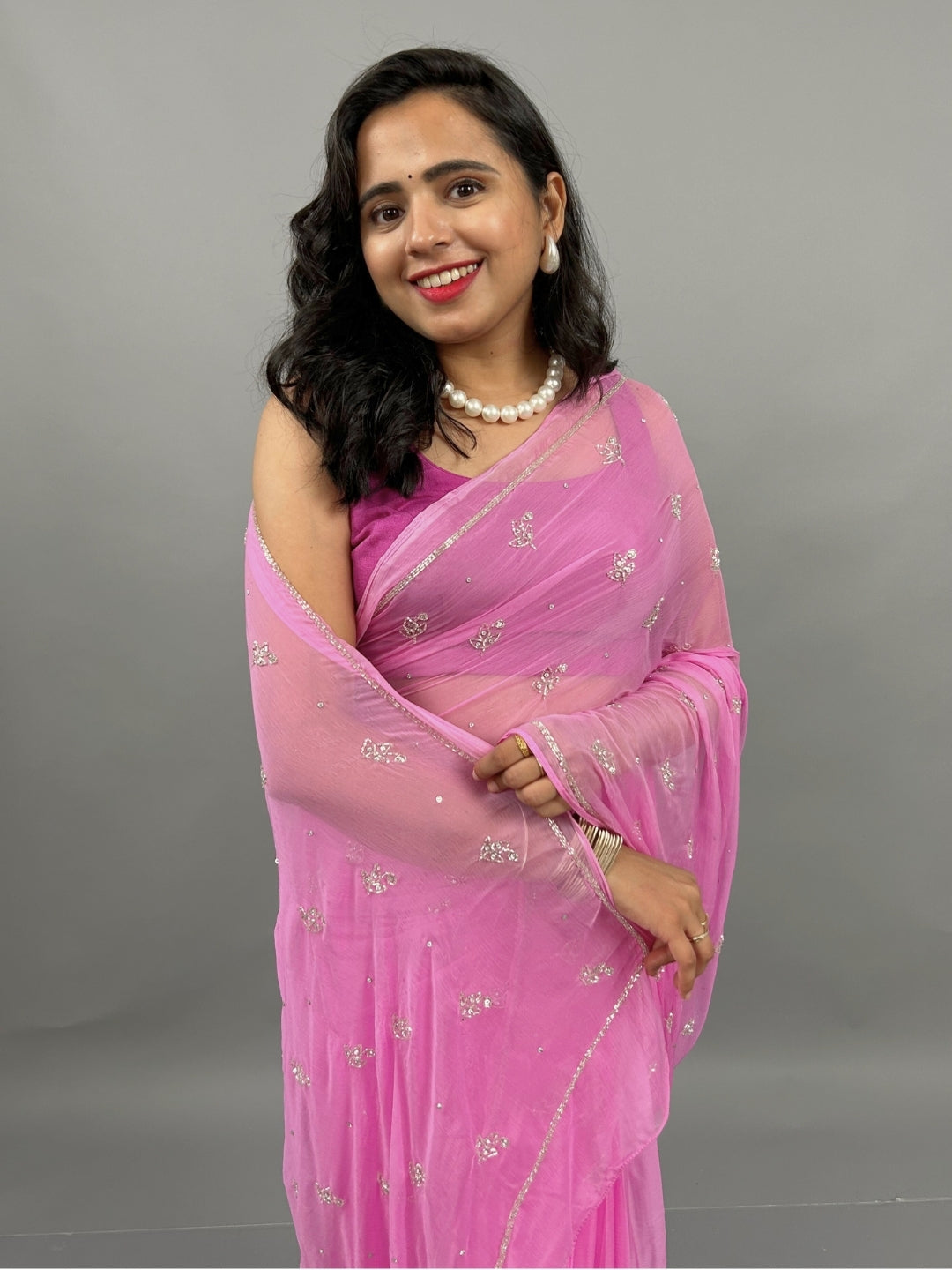 Sitaron ki Mehfil- Mauve Pre-Pleated Saree