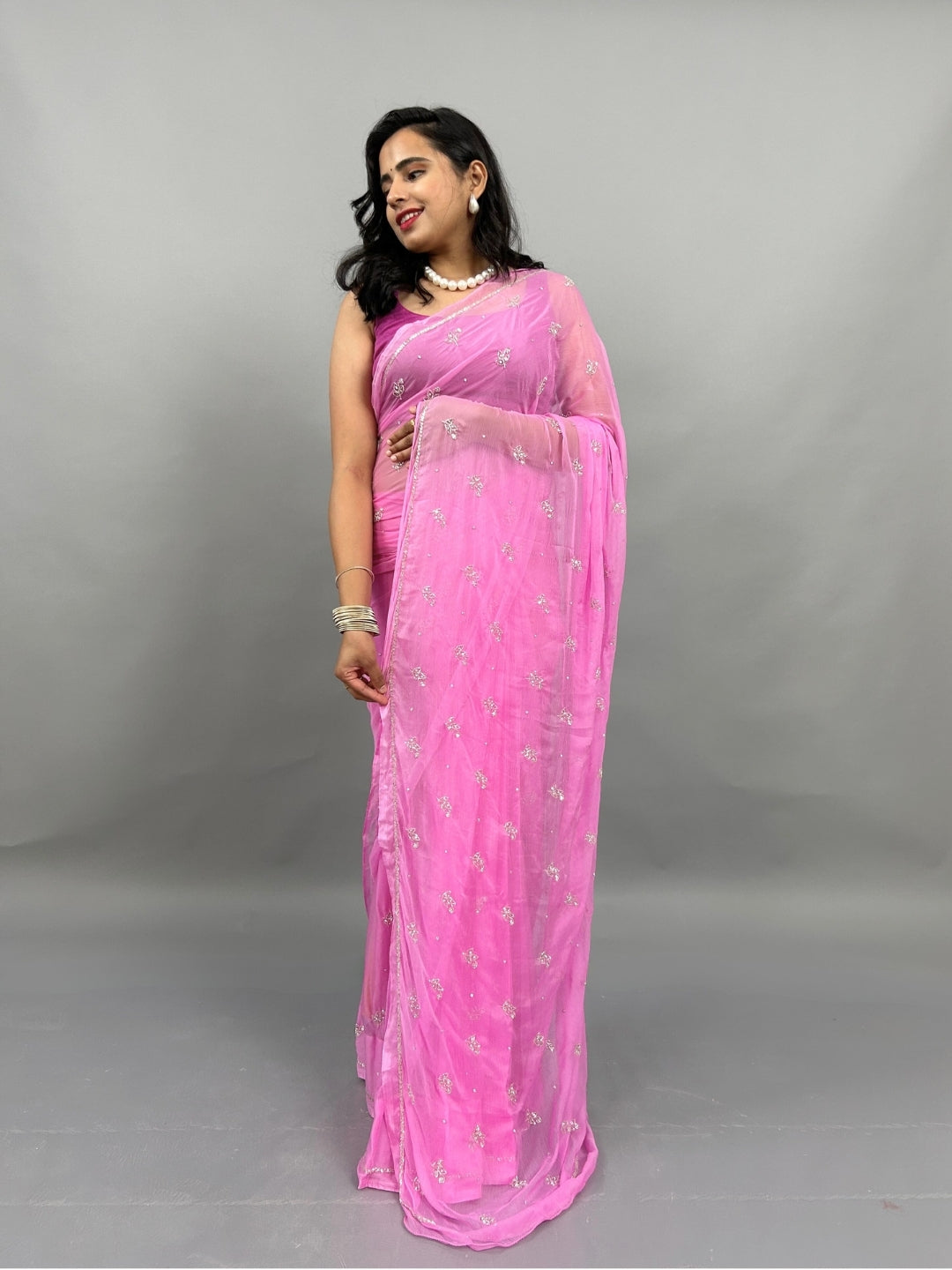 Sitaron ki Mehfil- Mauve Pre-Pleated Saree