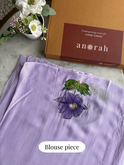 Gudhal ka Phool - Lavender Pre-Pleated Saree