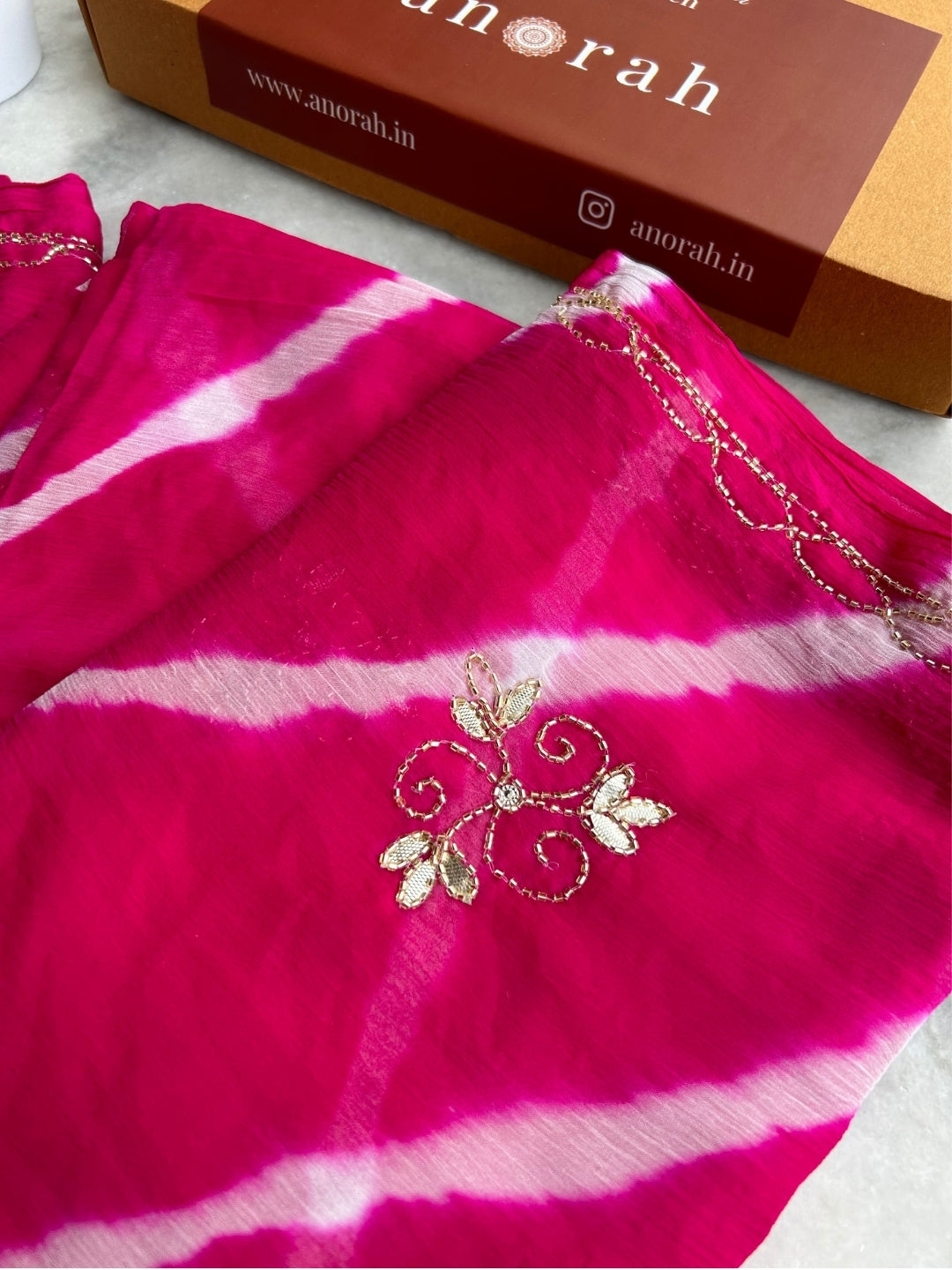 Lahariya- Rani Pink Pre-Pleated Saree