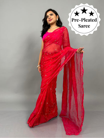 Banno Tera Swagger- Rani Pink Pre-Pleated Saree